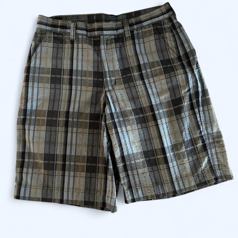 Patagonia Men's Plaid Flat Front Shorts - Gray & Tan